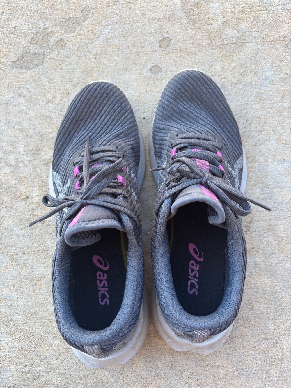 ASICS Gray Athletic Sneakers with Pink Eyelet Accents - Picture 4 of 7